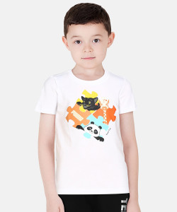 PUMA Boys & Girls Printed Cotton Blend Regular T Shirt