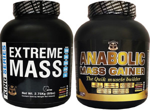 King Series Extreme Mass & Anabolic Mass Combo For Hugh Bulk Gain (6Lbs+6Lbs ChocoVanilla) Weight Gainers/Mass Gainers
