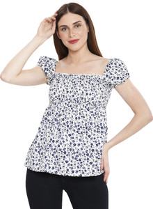 Armyra Casual Printed Women White Top