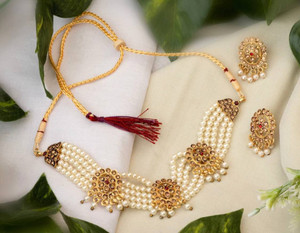 bhanu diam Alloy Gold Jewellery Set