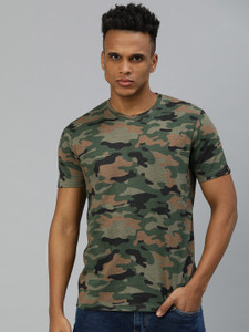 Urbano Fashion Military Camouflage Men Round Neck Green T-Shirt