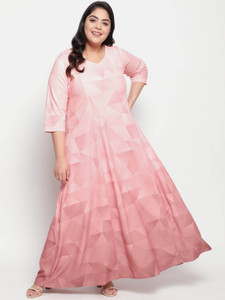 Amydus Women Gown Pink, Beige Maxi/Full Length Dress