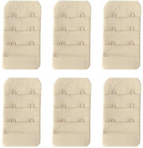 WWINKS Bra Hook extenders or Extention Without Elastic 2 Hooks Beige Pack of 6 Hook Extender