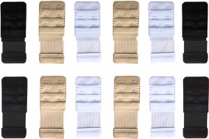 WWINKS Bra Hook extenders or Extention With Elastic 2 Hooks Multi Pack of 12 Hook Extender