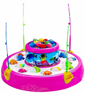 Goyal's Musical Fish-Catching Game with 26 Piece Fishes, 2 Rotary Ponds and 4 Pods Board Game Accessories