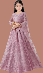 NEw BHARAT SALES Girls Lehenga Choli Party Wear Embroidered Lehenga, Choli and Dupatta Set