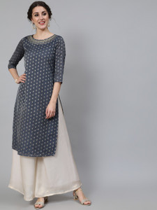 AKS Women Embroidered Straight Kurta