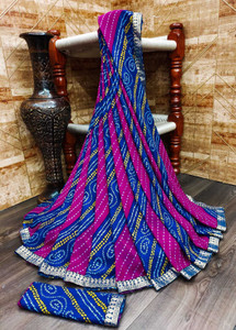 Kanooda Prints Printed Bandhani Georgette Saree