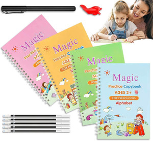 ParthMart New Smart Learning Magic book Set Practical Writing Tool (4 Books + 5 Refill)