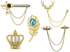 Okos Gold Plated Men'S Jewellery Combo Of Indo Western Wear