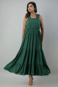 INDIANIC Women Maxi Dark Green Midi/Calf Length Dress