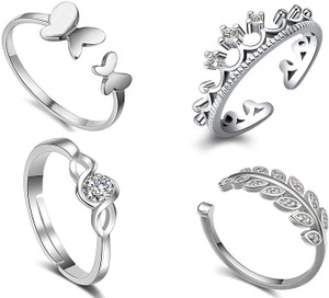 Okos Alloy Rhodium Plated Ring Set
