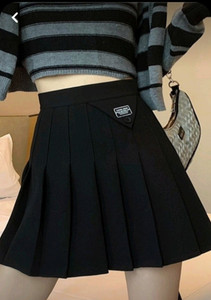 Cara Cola Solid Women Pleated Black Skirt