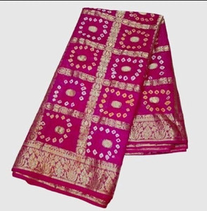 MINE CHOICE Woven, Checkered Bandhani Jacquard, Art Silk Saree