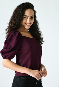 Arbiter Collection Casual Solid Women Purple Top