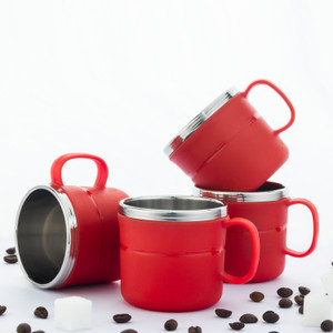 Flipkart SmartBuy P04 RED SMILEY MUGS Plastic, Stainless Steel Coffee Mug