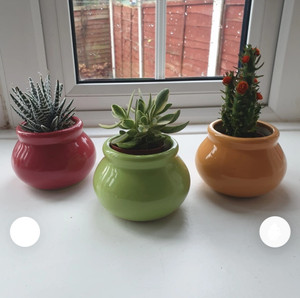 OriginalCeramics Small Handi Shape Ceramic Pot Plant Container Set