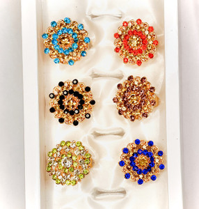 Sajke - FLOWER Partywear Ring ( COMBO OF 6 ) For Girls / Women Brass Gold Plated Ring Set