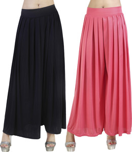 Fashion Bazaar Flared Women Black, Pink Trousers
