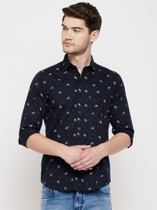 DUKE Men Printed Casual Blue Shirt