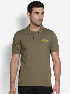 Wildcraft Solid Men Polo Neck Green T-Shirt