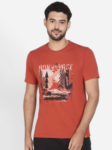 Wildcraft Printed Men Polo Neck Red T-Shirt