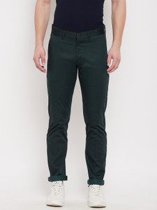 DUKE Slim Fit Men Dark Green Trousers