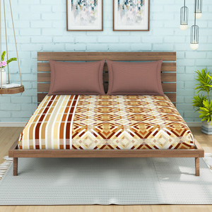 SPACES 144 TC Cotton Double Printed Flat Bedsheet
