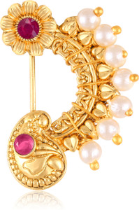 VIGHNAHARTA Pearl Gold-plated Plated Brass, Alloy Nathiya