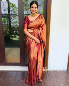 SHOPDROP Woven Kanjivaram Pure Silk Saree