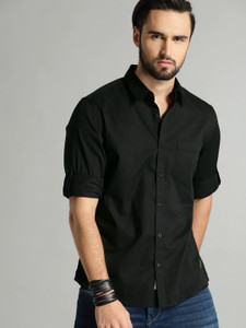 Roadster Men Solid Casual Black Shirt