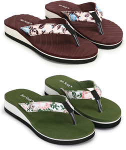 TWO SOFT Women Pack Of 2 Combo Stylish Extra Comfort Lightweight Dailywear Used Slippers