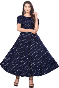 केना महिलाओँ  के लिए नीला ए -लाइन ड्रेस