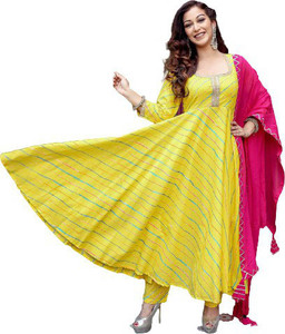 SHRI KRISHNA FABRIC Striped Kurta, Trouser/Pant & Dupatta Set