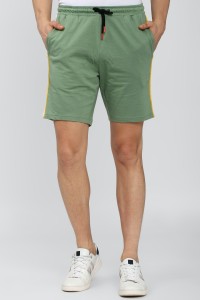 PETER ENGLAND Solid Men Green Regular Shorts