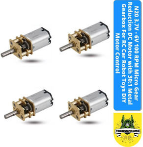 TechSupreme N20 3.7V - 6V Micro Gear Reduction DC Motor with 30:1 Metal Gearbox PACK OF 4 Motor Control Electronic Hobby Kit