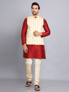 Sadree Men Kurta Pyjama Ethnic Jacket Set