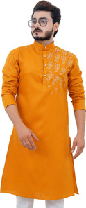 Tibra Collection Men Embroidered Straight Kurta