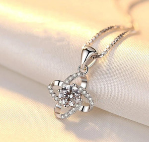 MYKI Stylish Flower Design Zircon Pendant for Women & Girls Sterling Silver Crystal Sterling Silver Pendant