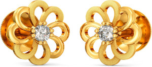 Joyalukkas Floral Yellow Gold 22kt Swarovski Stud Earring