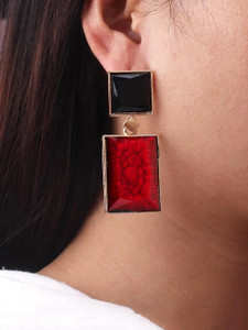 YELLOW CHIMES Stylish Geometric Shape Crystal Drop Earrings Alloy Drops & Danglers