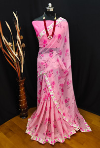 RJTAJ FAB Self Design, Printed, Floral Print Daily Wear Georgette Saree
