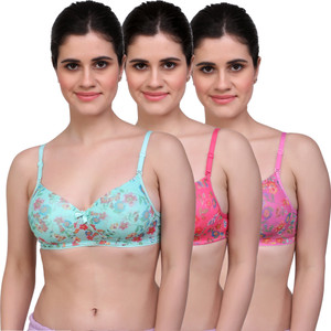 Maroon MAROON Multi Power Net Seamless Padded Set of 3 Women's Bra Combo Women T-Shirt Heavily Padded Bra