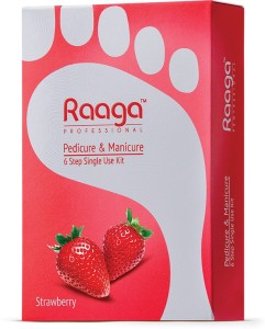 RAAGA PROFESSIONAL Manicure & Pedicure | Strawberry | 6 Step Single Use Kit | 6 Sachets, 63 g