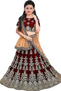 AARKIT Indi Girls Lehenga Choli Ethnic Wear Embroidered Ghagra, Choli, Dupatta Set