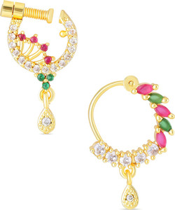 YELLOW CHIMES Crystal Gold-plated Plated Alloy Nose Ring