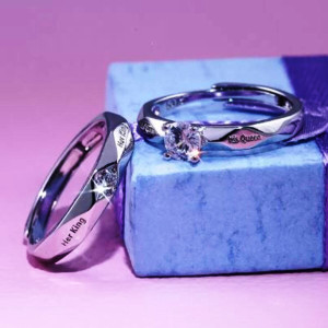Miami Stainless Steel Crystal, Diamond, Cubic Zirconia, Zircon Platinum, Rhodium, Titanium, Sterling Silver, Gold Plated Ring Set