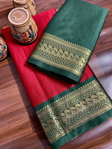 VRINDITA FASHION Woven, Solid/Plain Kanjivaram Art Silk, Cotton Silk Saree