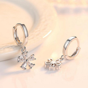 MYKI Royal & Beautiful Flower Dangle Zircon Earrings For Women & Girls Swarovski Zirconia Sterling Silver Drops & Danglers