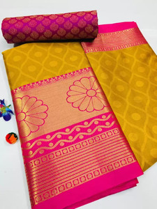 Juhi Collection Woven Arani Pattu Silk Blend, Cotton Silk Saree